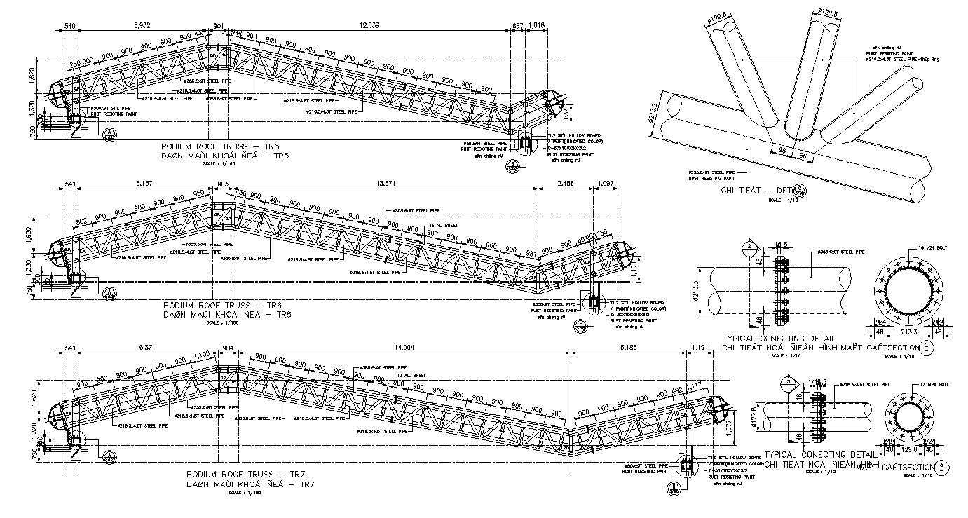 Steel Truss Structure Details,Steel Structure CAD,Truss building,Truss Structure Design