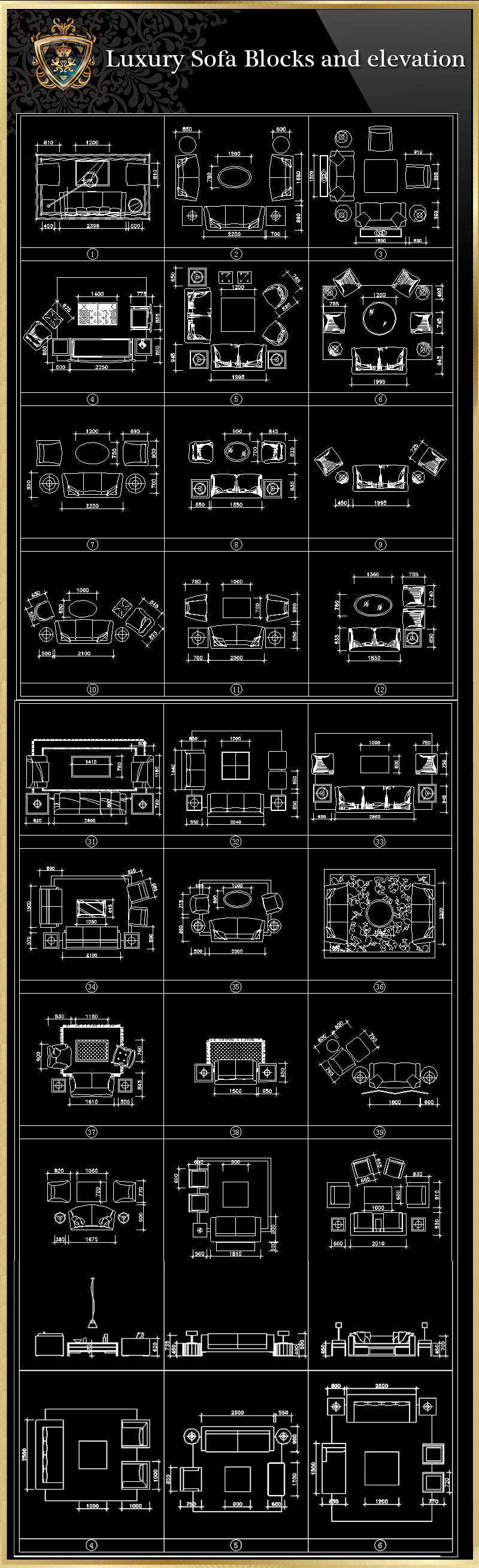 ★【Luxury Sofa Blocks and elevation】Luxury home, Luxury Villas, Luxury Palace, Architecture Ornamental Parts, Decorative Inserts & Accessories, Handrail & Stairway Parts, Outdoor House Accessories, Euro Architectural Components, Arcade