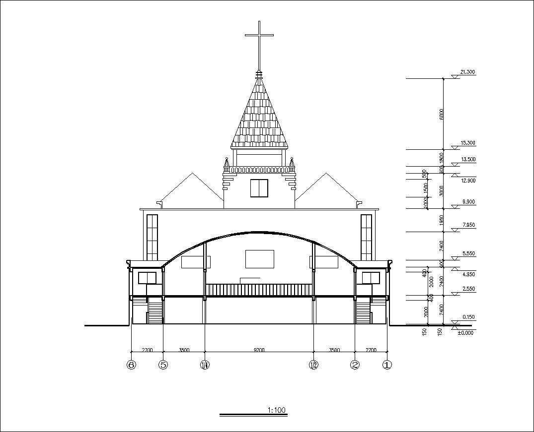 Church plan,elevation,details drawings 